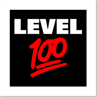 Keep It Level 100 Emoji (white and red) Posters and Art